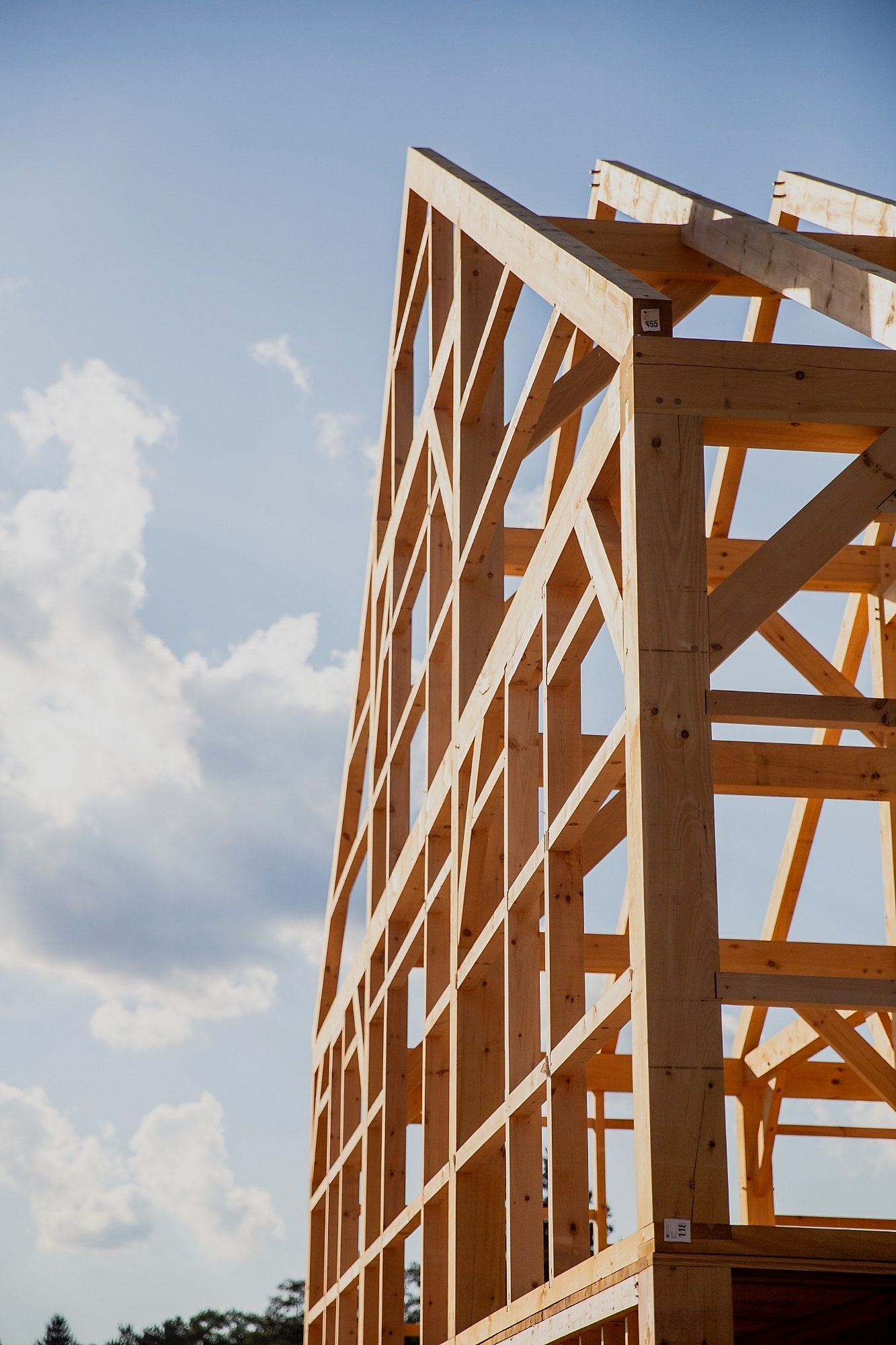 A gable end wall rising against the sky